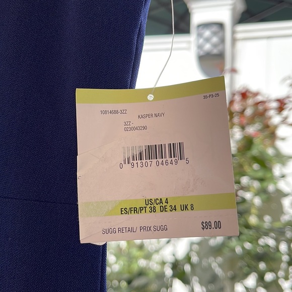 KASPER - Navy Blue - Notched-Neck Sheath Dress Size 4 - Picture 5 of 16